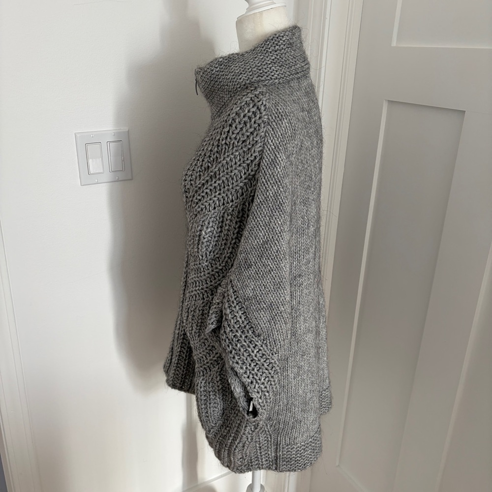 Anthropologie Elsamanda Alpaca Blend Chunky Knit Zip Cardigan Italy One Size*P31 View 3